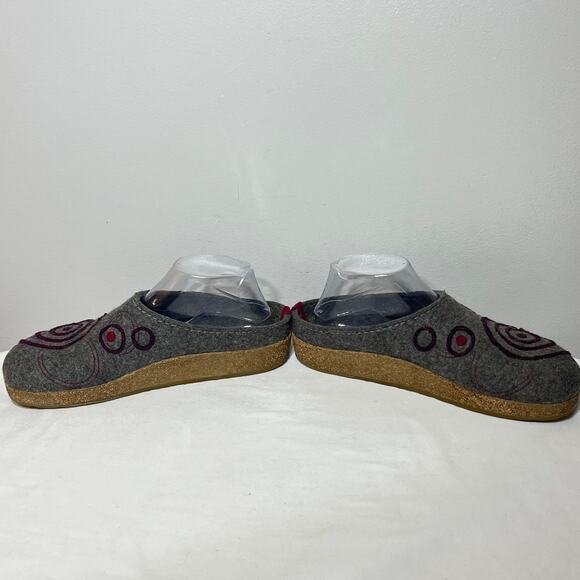 Haflinger Clogs Mules Wool Gray Pink Purple Embroidered Boho Hippie Grunge 40 - Picture 2 of 9